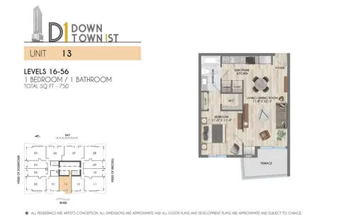 Floor plan 1BR 750SF - Unit 13, 1 bed · 750 sf