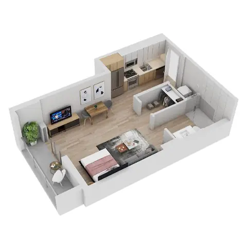 Floor plan S-1, Studio · 1 bath · 510 sf