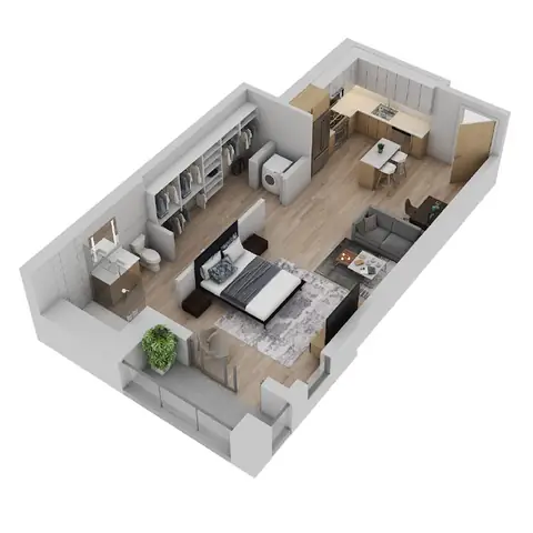 Floor plan S-2, Studio · 1 bath
