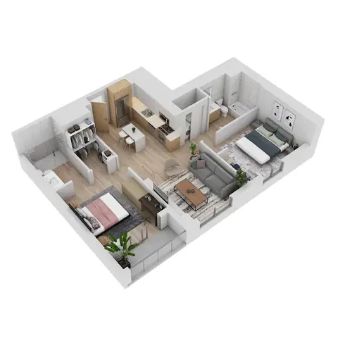 Floor plan B-6, 2 beds · 2 baths · 1,054 sf