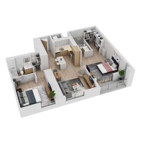 Floor plan B-2, 2 beds · 2 baths · 1,126 sf