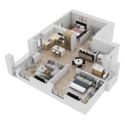 Floor plan B-5E, 2 beds · 2 baths · 1,172 sf