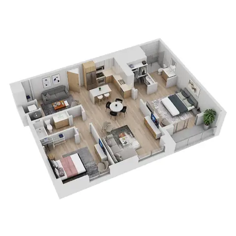 Floor plan B-7, 2 beds · 2 baths