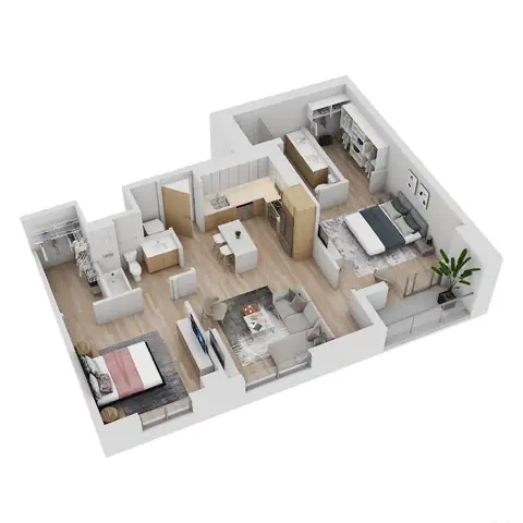 Floor plan B-8, 2 beds · 2 baths
