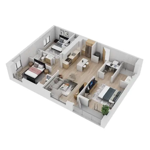 Floor plan C-1, 3 beds · 2 baths · 1,238 sf