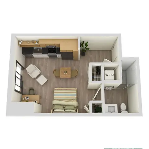 Floor plan S1 WFH, Studio · 1 bath · 408 sf