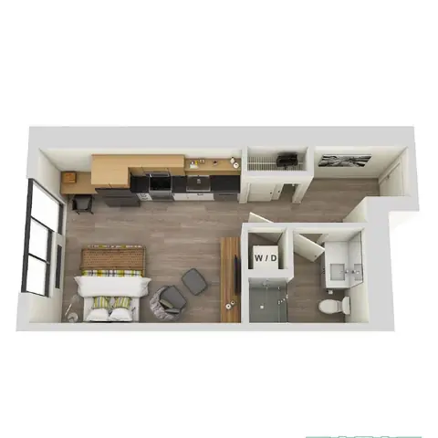 Floor plan S2, Studio · 1 bath · 421 sf