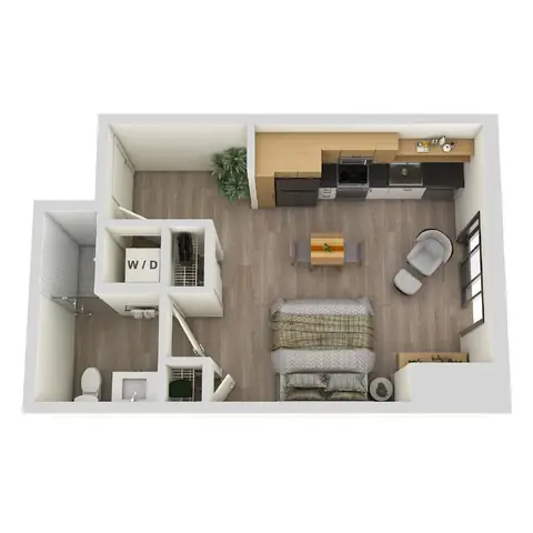 Floor plan S1A, Studio · 1 bath