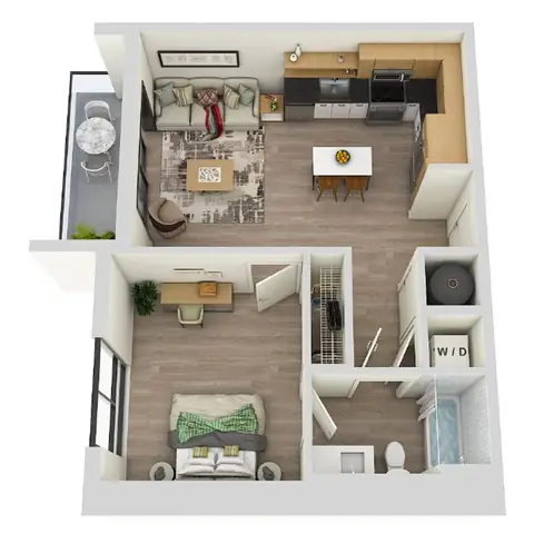 Floor plan A1 WFH, 1 bed · 1 bath