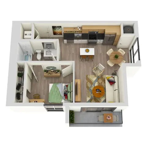 Floor plan A2 WFH, 1 bed · 1 bath
