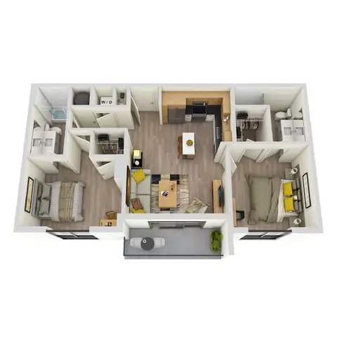 Floor plan B1, 2 beds · 2 baths
