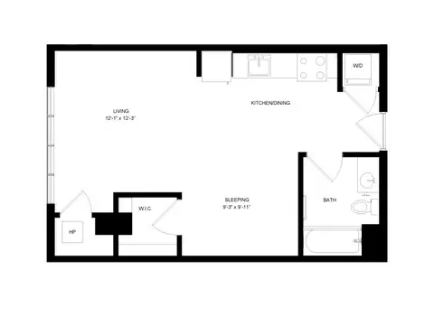 Floor plan Studio-P4, Studio · 1 bath · 522 sf