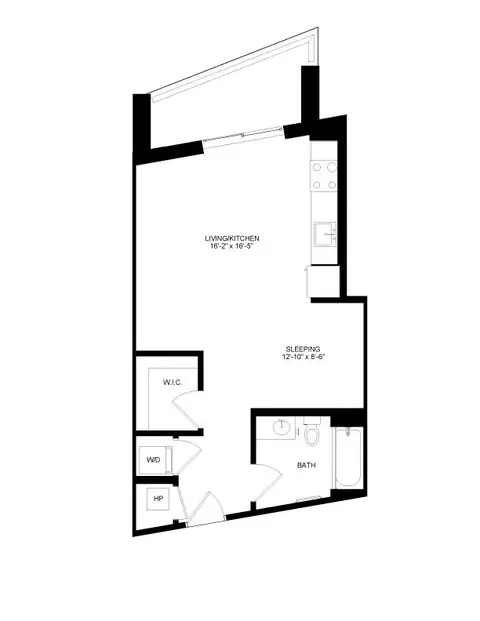 Floor plan Studio-14, Studio · 1 bath · 590 sf