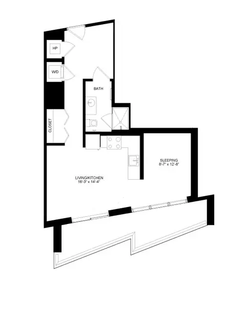 Floor plan Studio-13, Studio · 1 bath · 655 sf