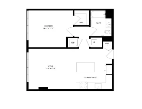 Floor plan 1 Bed-1 Bath-P3, 1 bed · 1 bath · 782 sf