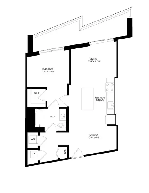 Floor plan 1 Bed-1 Bath 12, 1 bed · 1 bath · 804 sf