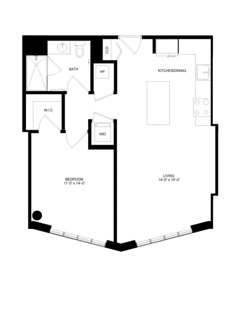 Floor plan 1 Bed-1 Bath-P10, 1 bed · 1 bath