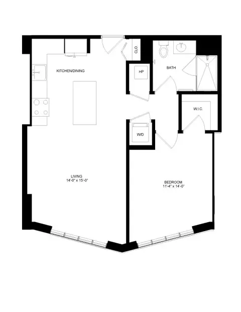Floor plan 1 Bed-1 Bath-P11, 1 bed · 1 bath