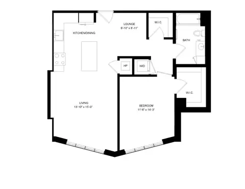 Floor plan 1 Bed-1 Bath-P15, 1 bed · 1 bath