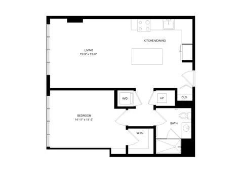 Floor plan 1 Bed-1 Bath-P2, 1 bed · 1 bath