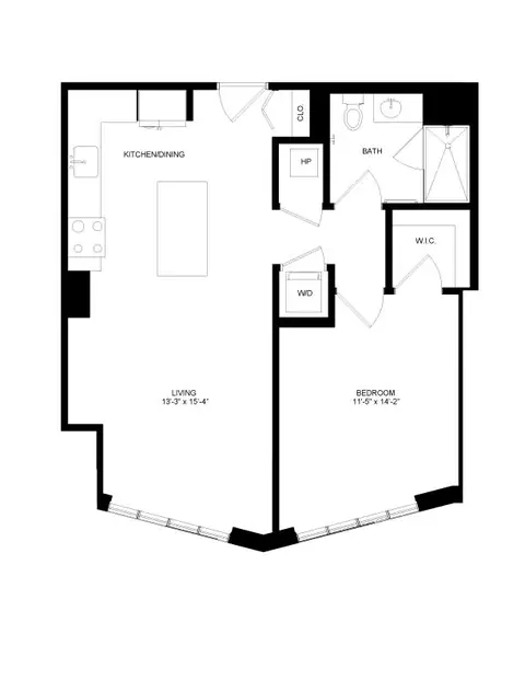 Floor plan 1 Bed-1 Bath-P9, 1 bed · 1 bath