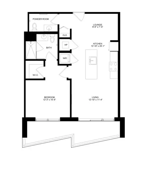 Floor plan 1 Bed-1.5 Bath-7, 1 bed · 1 bath