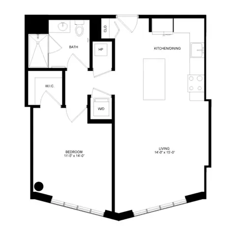 Floor plan P10, 1 bed · 1 bath
