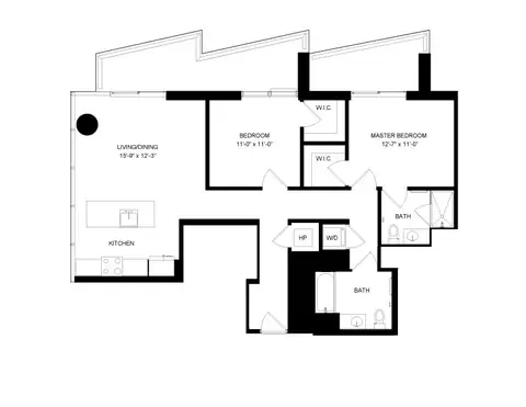 Floor plan 2 Bed-2 Bath-2, 2 beds · 2 baths · 1,082 sf