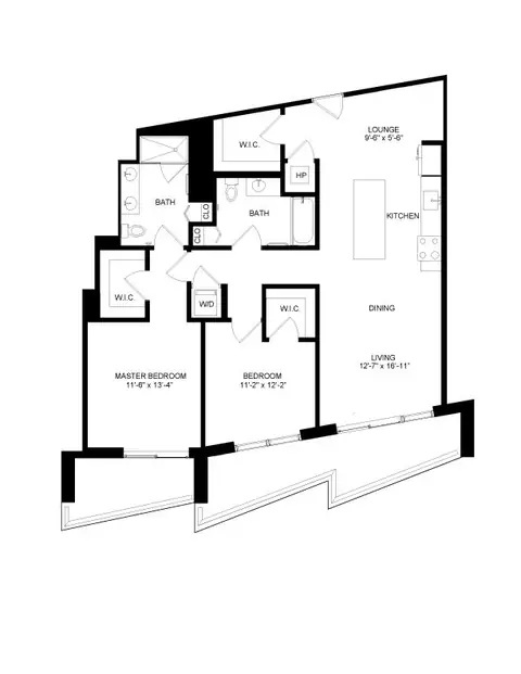 Floor plan 2 Bed-2 Bath-11, 2 beds · 2 baths · 1,199 sf