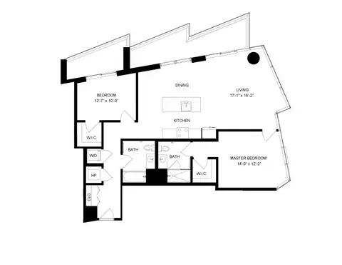 Floor plan 2 Bed-2 Bath-16, 2 beds · 2 baths