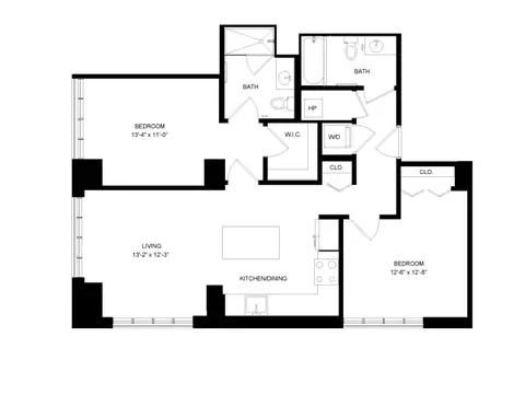 Floor plan 2 Bed-2 Bath-P8, 2 beds · 2 baths