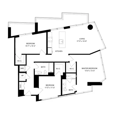 Floor plan 16A, 3 beds · 2 baths