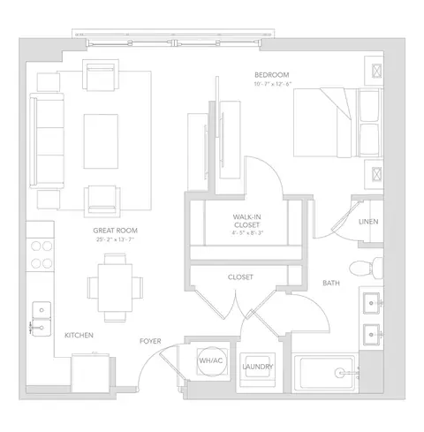 Floor plan A6, 1 bed · 1 bath · 707 sf