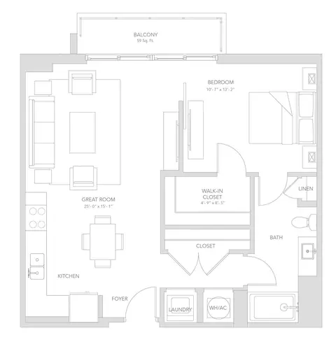 Floor plan A2, 1 bed · 1 bath · 765 sf