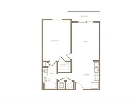 Floor plan pA01 Avalon, 1 bed · 1 bath