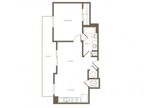 Floor plan pA02 Avalon, 1 bed · 1 bath