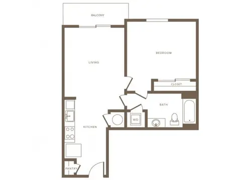 Floor plan pA03 Avalon, 1 bed · 1 bath