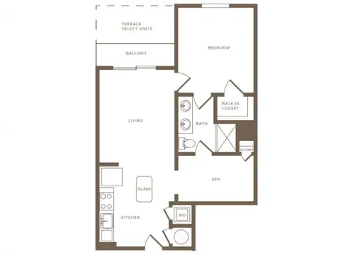 Floor plan pA05D Avalon, 1 bed · 1 bath