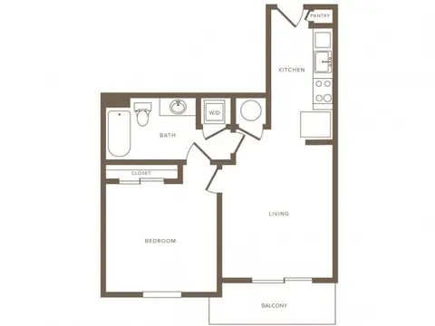 Floor plan pA06 Avalon, 1 bed · 1 bath