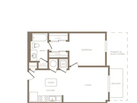 Floor plan pA07 Avalon, 1 bed · 1 bath
