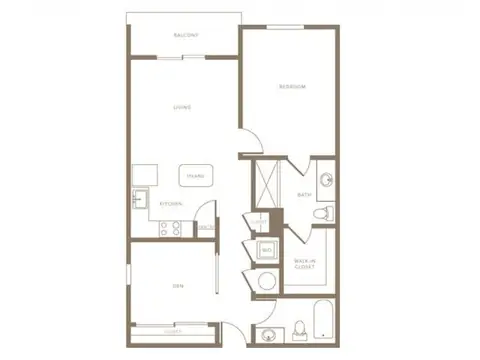 Floor plan pA12D Avalon, 1 bed · 2 baths