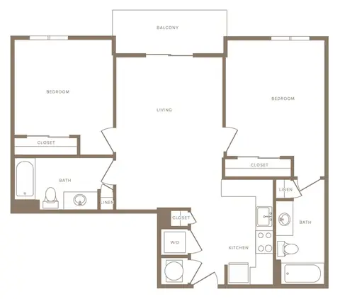 Floor plan B1 Beacon, 2 beds · 2 baths · 914 to 1,107 sf