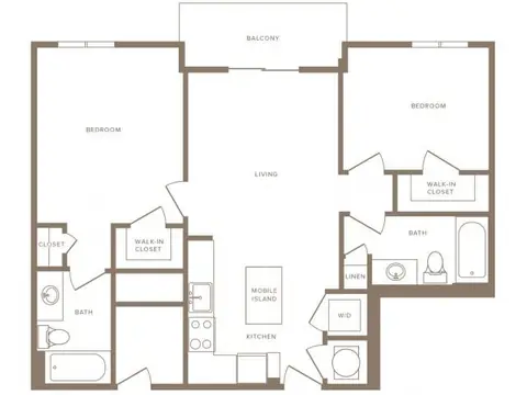 Floor plan B8 Beacon, 2 beds · 2 baths · 929 sf