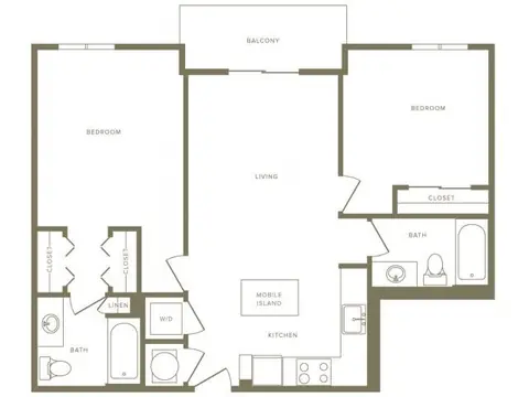 Floor plan B4 Beacon, 2 beds · 2 baths · 943 sf