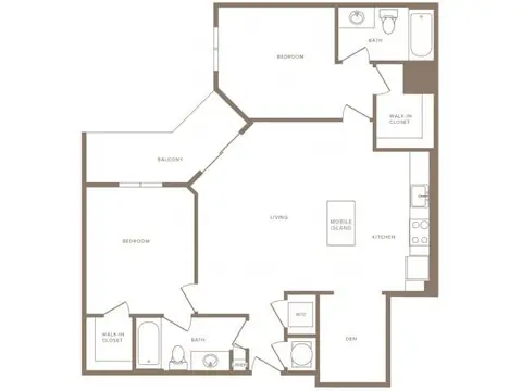 Floor plan B6D Beacon, 2 beds · 2 baths · 1,055 sf