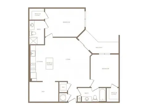 Floor plan B5D Beacon, 2 beds · 2 baths · 1,163 sf