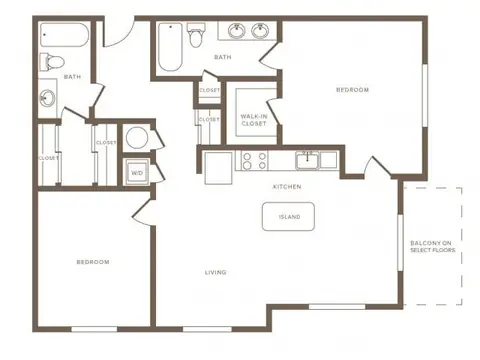 Floor plan pB02 Beacon, 2 beds · 2 baths