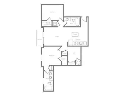 Floor plan pB04 Beacon, 2 beds · 2 baths