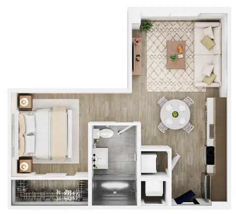 Floor plan Studio Den 2, Studio · 1 bath