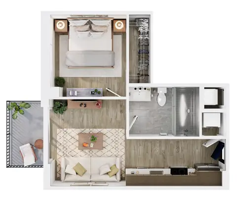 Floor plan A1, 1 bed · 1 bath · 556 sf